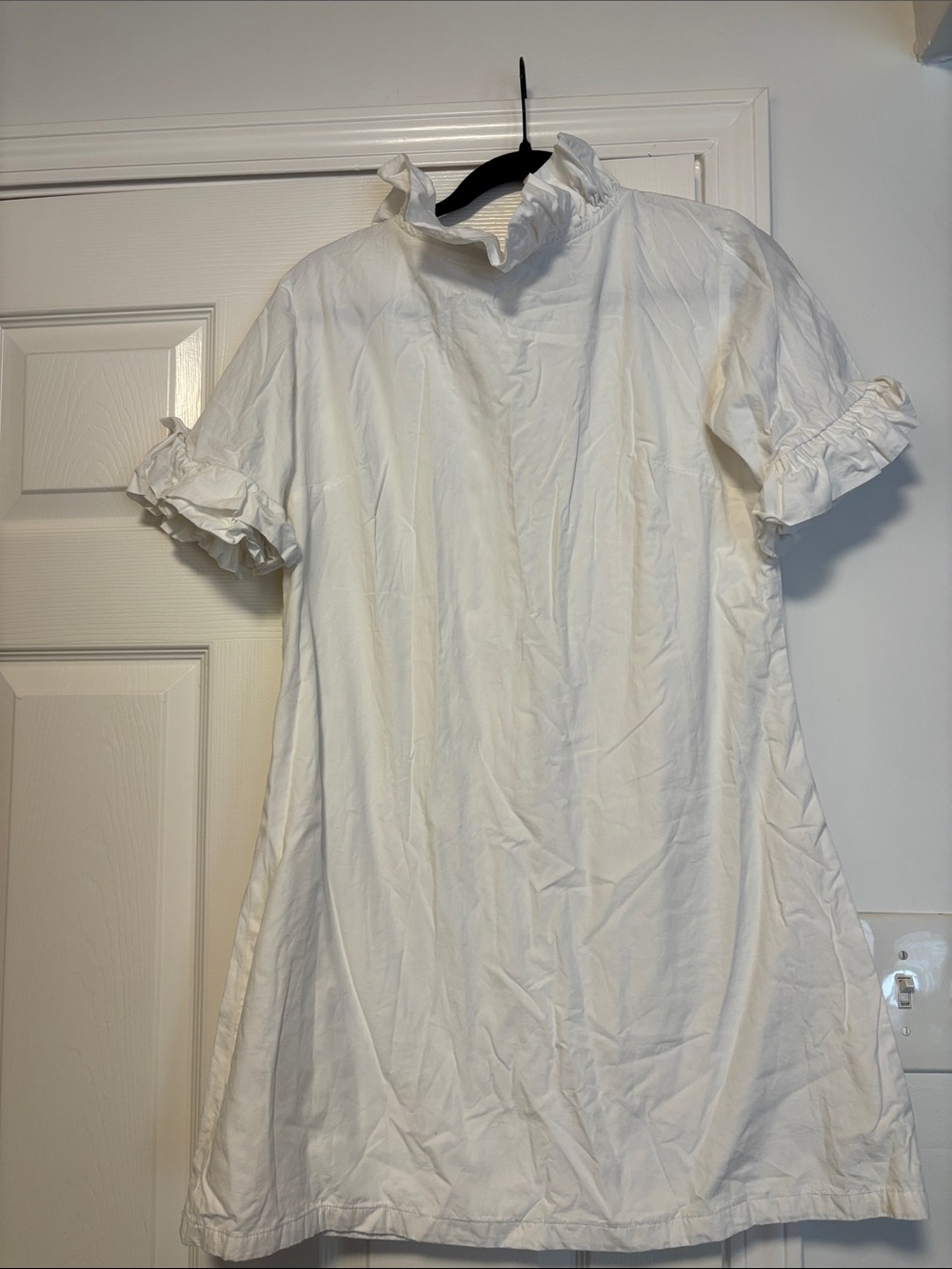 White Ruffle Collar Mini Dress